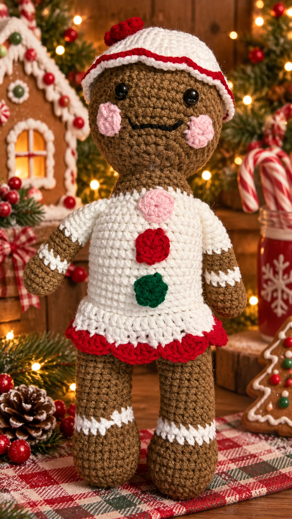 Cozy Crocheted Gingerbread Christmas Doll