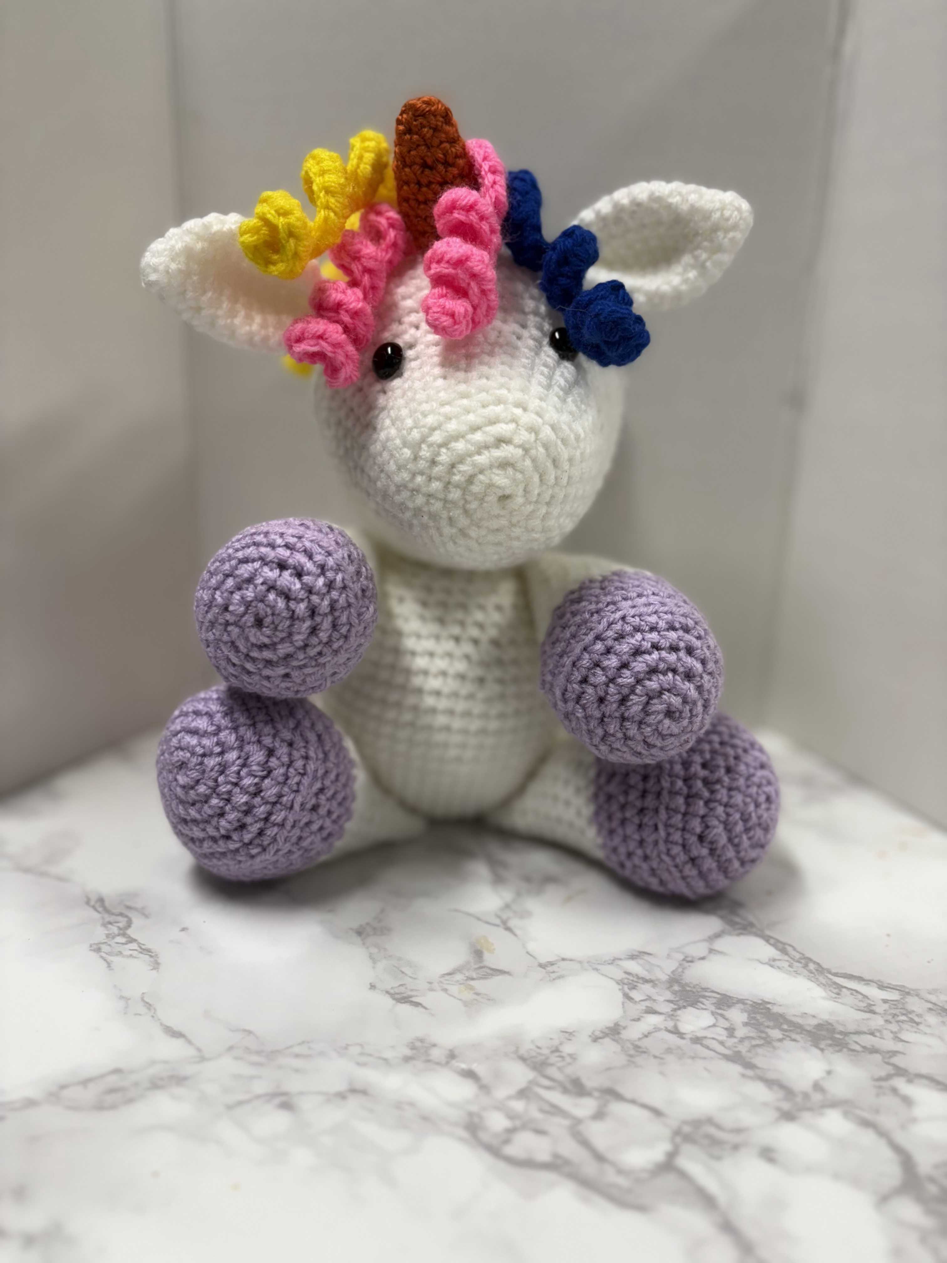 Darling Hand-Crocheted Sitting Unicorn